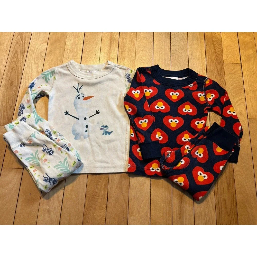 Hanna Andersson 2t 85 pajama lot Elmo frozen Olaf Sesame Street organic cotton
